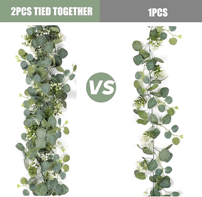 6FT Artificial Eucalyptus Garland Greenery - 4 Pack Realistic Faux Eucalyptus Vines for Wedding Arch, Backdrop, Mantle Decor, Table Runner, and Home Decoration, (4 Packs)