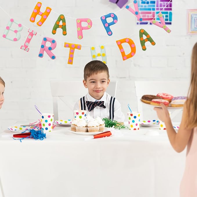 Mindsoft Felt Happy Birthday Garland Rainbow Banner Reusable Happy Birthday Sign Party Supply for Party Decor(Colorful Color,Spot)