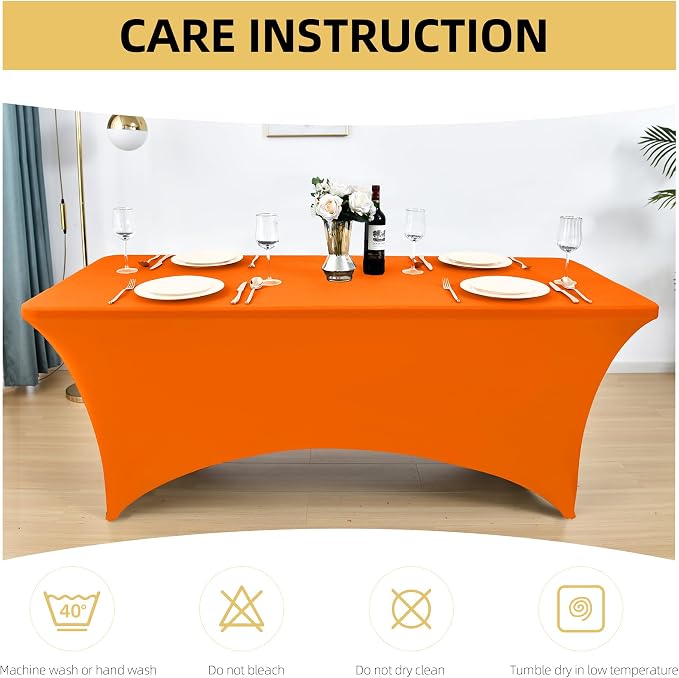 2-Pack 6ft Spandex Table Covers for Rectangle Standard Folding Tables - Wrinkle Resistant Stretch Tablecloths - Ultimate Fitted Table Protector for Parties, Trade Shows, Banquet