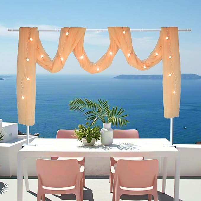 Beyeutao Over The Table Rod Stand with Clamps Over Table Display Bar H30-45'' L16-87''Adjustable Table Arch Rod with Gold Mesh Curtain Table Balloon Arch Stand for Wedding Birthday Christmas