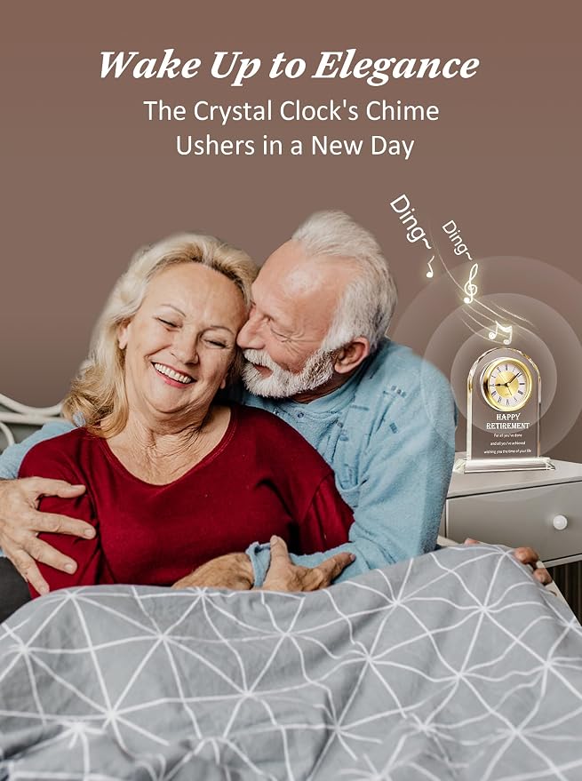 Crystal Retirement Alarm Clock Gifts for Men Women, Happy Retirement Plaque for Coworkers, Boss, Going Away Gift for Retired Friends, Farewell Goodbye Presents for Doctors Nurses Teacher