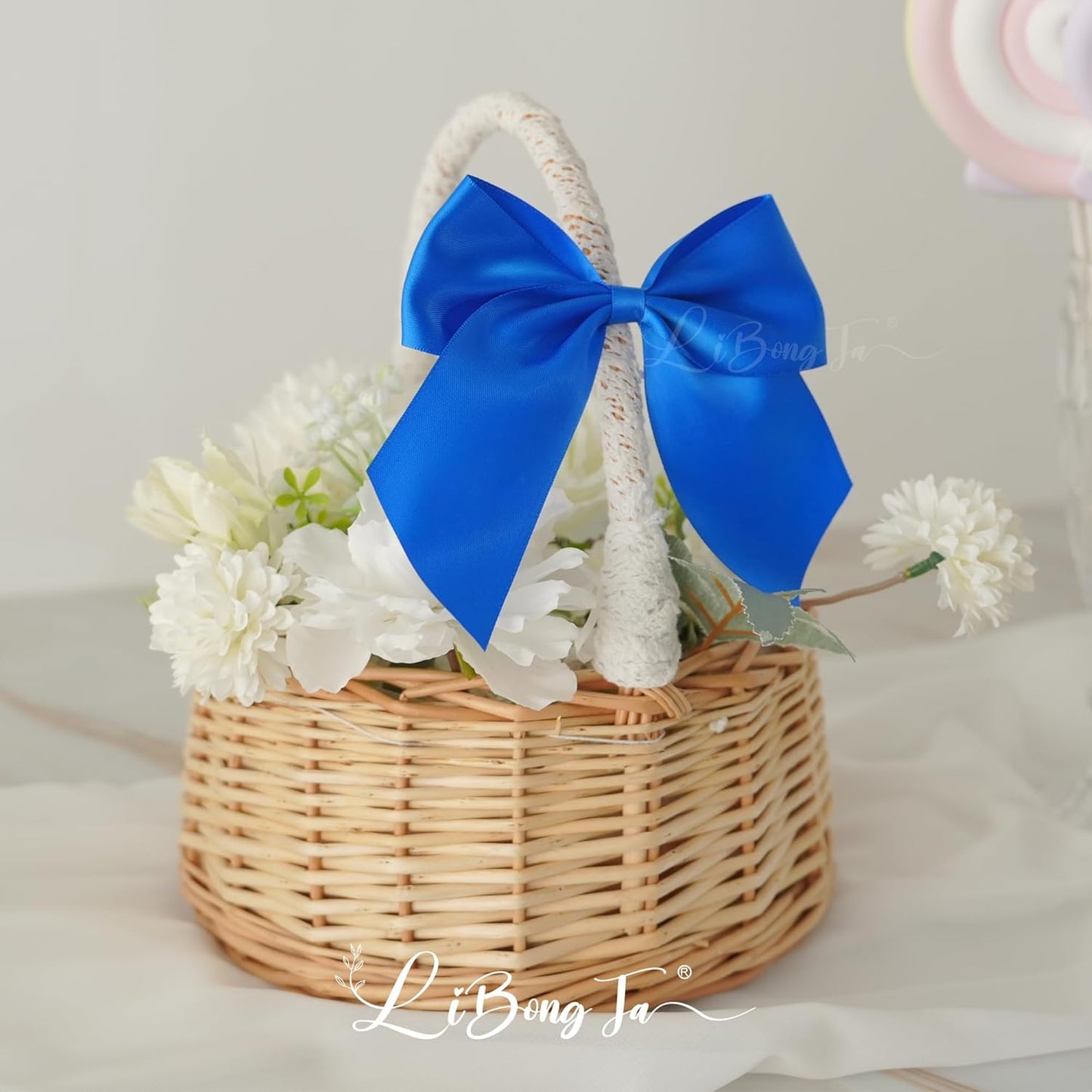 5'' Royal Blue Bow Party Decorations Satin Bows, Twist Tie Bows for Treat Bags, Cake Pops, Pre-tied Bow Premade Ribbon Bows for Crafts, Holiday Bows for Gift Wrapping, Wedding Decor-24 Counts