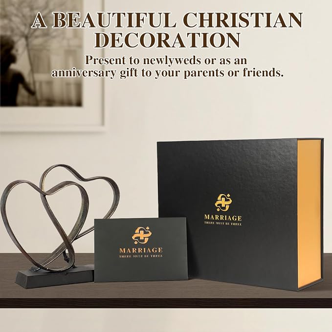 Anniversary Wedding Gifts for Couple Her Iron Heart Sculpture | Religion Decor 1st to 60th Valentines Day Gift for Wife Husband Includes Present Box and Poem Card