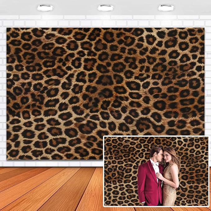 Valentines Leopard Backdrop Cheetah Brown Black Spots Prints Background Audlts Wild Theme Lady Bachelorette Birthday Baby Shower Wedding Decorations Photo Props 8x4ft Vinyl