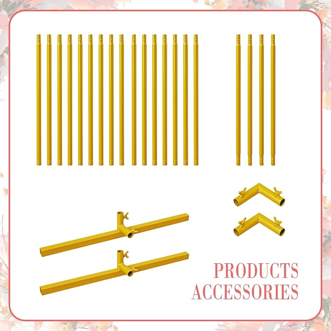 6.6FT Square Gold Metal Wedding Arch Backdrop Stand for Party Decor | 6.6FT square metal backdrop stand, detachable stable balloon arch for wedding, baby shower & anniversary decor