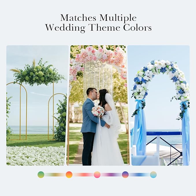 3 Pack Wedding Arch Backdrop Stand, (7.2FT, 6.6FT, 6FT) Gold Balloon Arch Stand, Set of 3 Metal Arched Frame Decoration for Wedding, Birthday, Baby Shower, Party