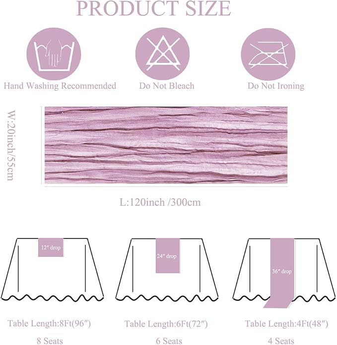 6Pack Lavender Cheesecloth Table Runner 10Ft Gauze Table Runner Lavender Cheese Cloth Table Runners Long Sheer Fabric Tablerunners for Wedding Party Bridal Shower Thanksgiving Christmas