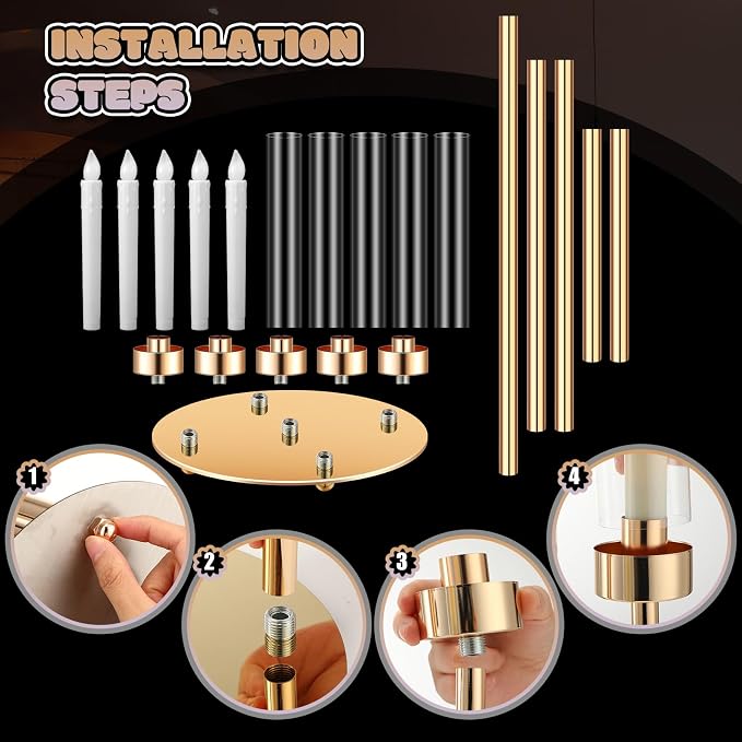 Tandefio 4 Set Gold Candelabra Centerpieces for Tables, 26.8 Inch 5 Arm Candle Holders with LED Candles and Acrylic Cylinders, Tall Acrylic Wedding Table Centerpieces for Reception Dinner Party Decor