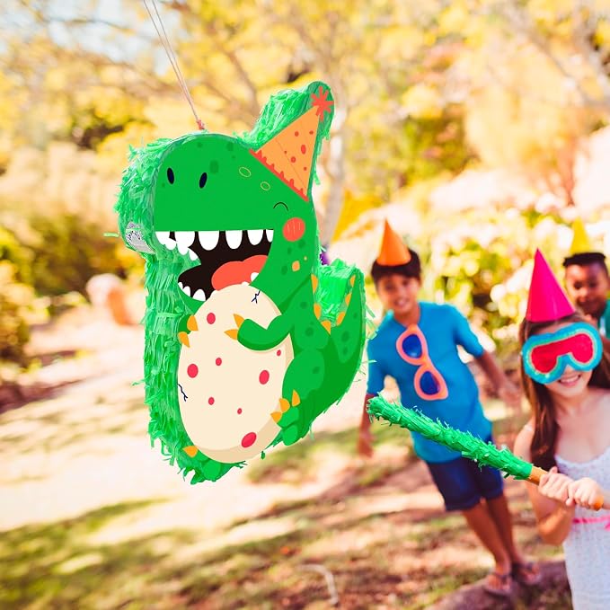 4 in 1 Dinosaur Birthday Party Piñata, 15.7'' Dino Party Large Pinata Bundle Dinosaur Party Decorations Dino Birthday Party Stick etc