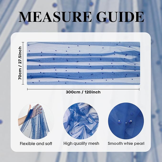 Artoid Mode Pearl Light Bule Gauze Table Runner 120 Inch, Seasonal Sheer Dining Holiday Wedding Birthday Baby Shower Table Decor for Home Party