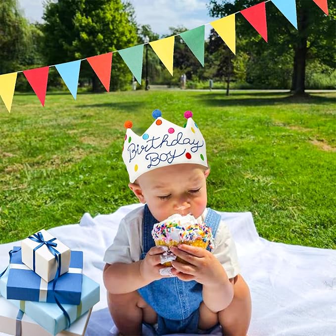 Personalized Hand Embroidered Birthday Hats Unique Happy Birthday Crowns Cute Party Hat for Boy Girl Fit All Ages