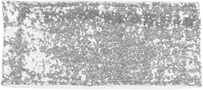 Pack of 200 Stretch Sequin Chair Sashes Chair Bands One-Sided Sequins Decor for Hotel Wedding Reception Party Event Chair Cover Decoration 4"x16" - Silver