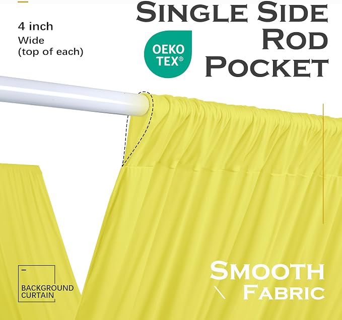 10ftx40ft Light Yellow Ceiling Curtain for Wedding Parties – 2 Panels Wrinkle-Free 40 FT Long Tent Draping Curtains for Wedding, Birthday & Theme Parties, 40ft Height with Rod Pocket