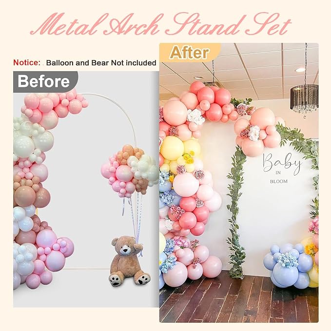 Arch Backdrop Stand with Spandex Arch Cover, 7.3 FT Wedding Balloon Arched Backdrop Stand Square Arch Frame for Birthday Party Bridal Baby Shower Background Ceremony Decoration