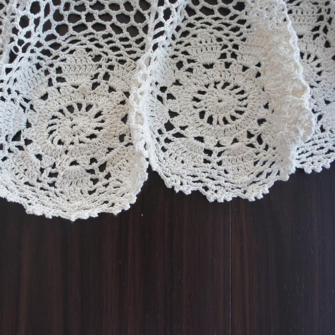 USTIDE 60" Round White Cotton Lace Tablecloth for Dining Table