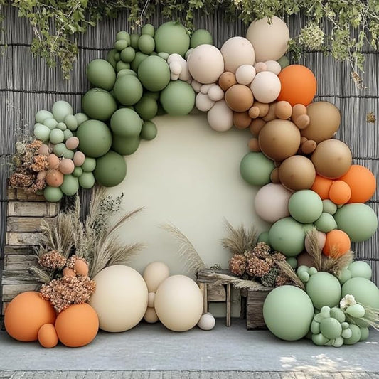 Dusty Green Orange Balloon Garland Double Stuffed Sage Green Blush Tan Balloon Arch Kit for Birthday Baby Shower Gender Reveal Wedding Party Decor