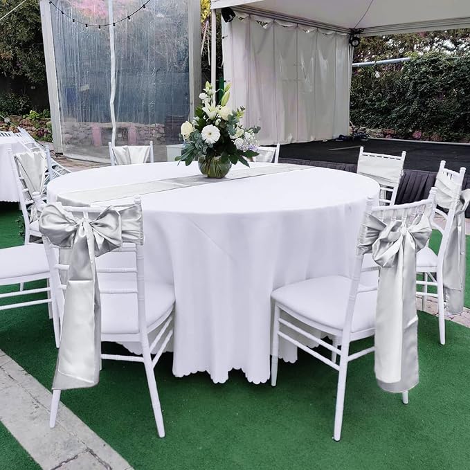 15 Pack Satin Table Runners 12 x 108 Inch Long Silver Table Runners for Rectangle Round Tables,Smooth Satin Table Runner for Wedding,Birthday Party Banquets Graduation Engagements Decoration