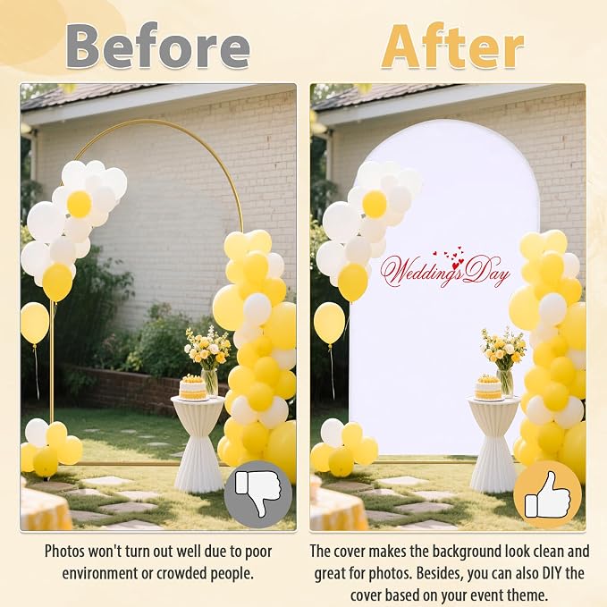 7.2 FT Arch Backdrop Cover, Wedding White Arch Covers Stretchy Backdrop, Spandex Arch Background Stand Cover for Baby Shower Birthday Party Balloon Ceremony Banquet Stand Décor