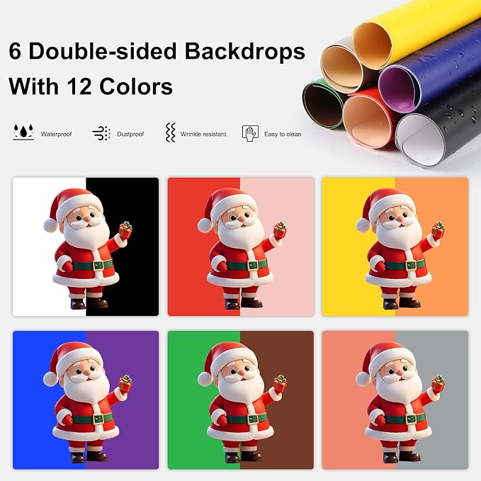 PULUZ 10x10 inch Mini Photo Studio Light Box, Portable Folding Photography Light Tent Kit with CRI >95 104pcs LED Dimmable Light & 6 Sheets of 12 Colors Backgrounds for Small Size Products