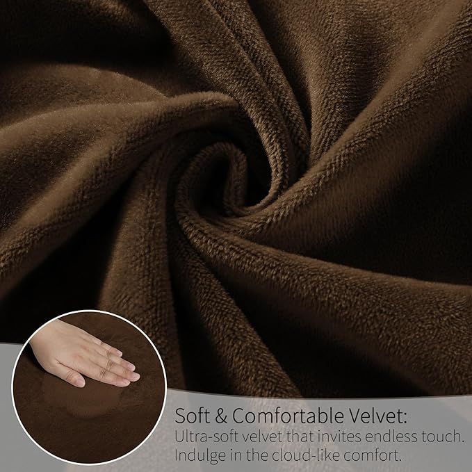 MOSAYT Velvet Stretch Chair Covers for Dining Room Set of 4 - Soft Slipcovers with Thick Removable Fabric for Parsons Chairs, Washable Seat Protectors for Kitchen, Banquet & Home Decor, Coffee