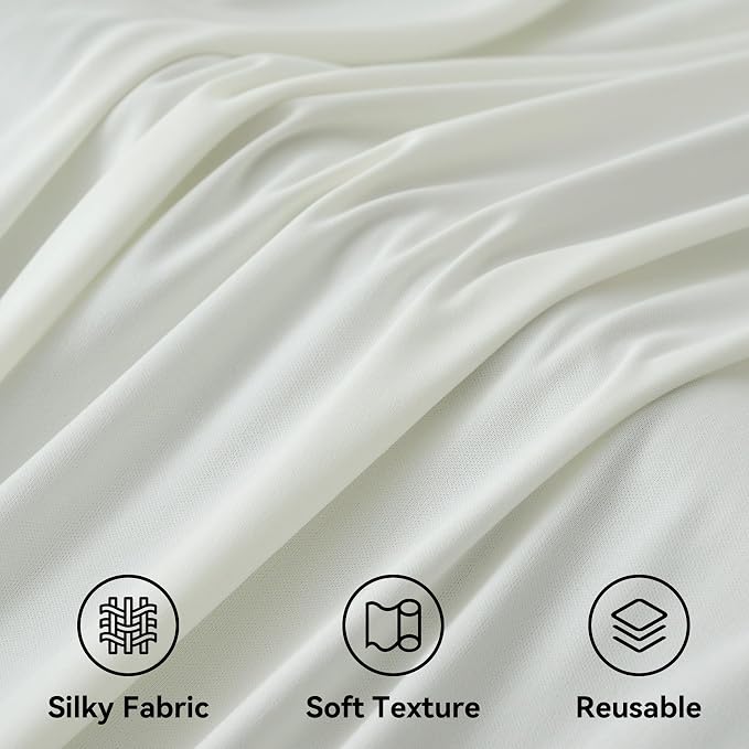 20ftx14ft Ivory Backdrop Curtains for Parties, Wrinkle Free Polyester Ivory Photo Backdrop Drapes 4 Panels 14 ft Long Back Drop Cloth for Wedding Birthday Photography Background Party