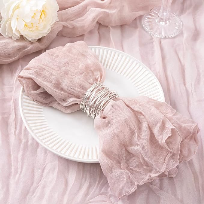 DeZerlor 20 Pack Pink Cheesecloth Napkins Spring Cloth Napkins Set of 20 Pale Pink Dinner Napkins Bulk 21x21 Inches for Wedding Bridal Shower Baby Shower Parties