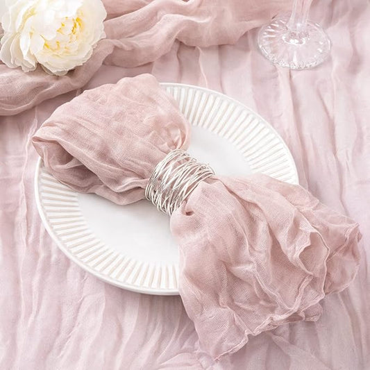DeZerlor 30 Pack Pink Cheesecloth Napkins Christmas Cloth Napkins Set of 30 Pale Pink Holiday Dinner Napkins Bulk 21x21 Inches for Wedding Bridal Shower Baby Shower Xmas Parties