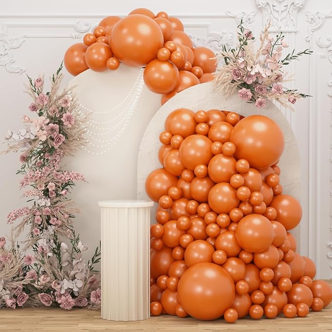 108Pcs Orange Double Stuffed Balloons Different Size, 18/12/10/5 inch Pastel Matte Burnt Orange Balloons Garland Arch kit for Baby Shower Birthday Summer Party Decoration