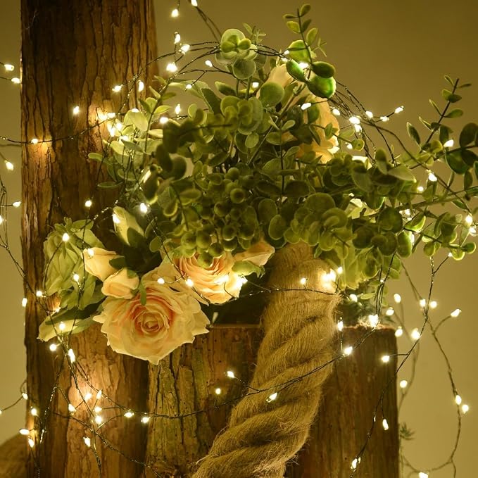 Dailyart Fairy Lights Plug in 200 Led Fairy Light with Remote 10Ft Firecracker String Lights with Timer 8 Modes Christmas Lights for Bedroom Wreath Party Window Wedding Tree Decoration Green Wire