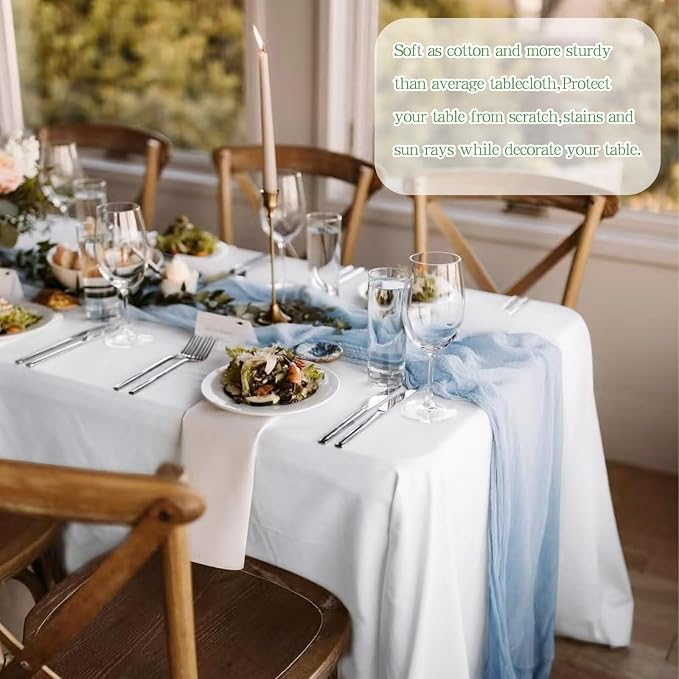 Pesonlook 12 Pack White Polyester Tablecloth-90 x 132 Inch White Rectangle Tablecloth for 8 Ft Rectangle Tables,Washable Fabric Table Cover for Wedding/Buffet Party/Dining Table/Events