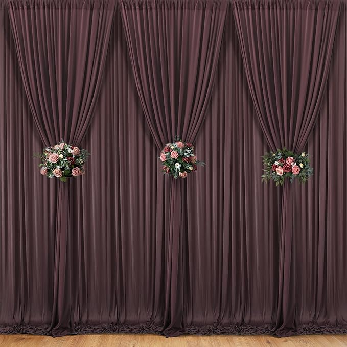 30 ft x 10 ft Wrinkle Free Brown Backdrop Curtain for Parties, Wedding Brown Photo Backdrop Drapes, Fabric 6 Panels 5ft x 10ft for Baby Shower Photoshoot Engagement Birthday Photography Background