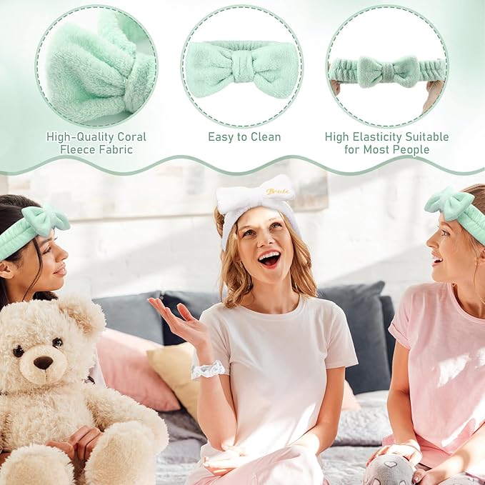 40 Pcs Bachelorette Favor Set Include Headband Scrunchies Hair Claw Clips Hairbrush and Makeup Bag for Bridal Shower Party Gifts Bridesmaid Wedding Supplies (White and Green)