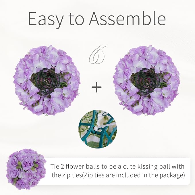 Purple Flowers Balls for Centerpieces: 10 PCS 11.8" Diam Flower Centerpieces for Tables in Wedding Reception Decorations Arrangement for Party Celebration Planners