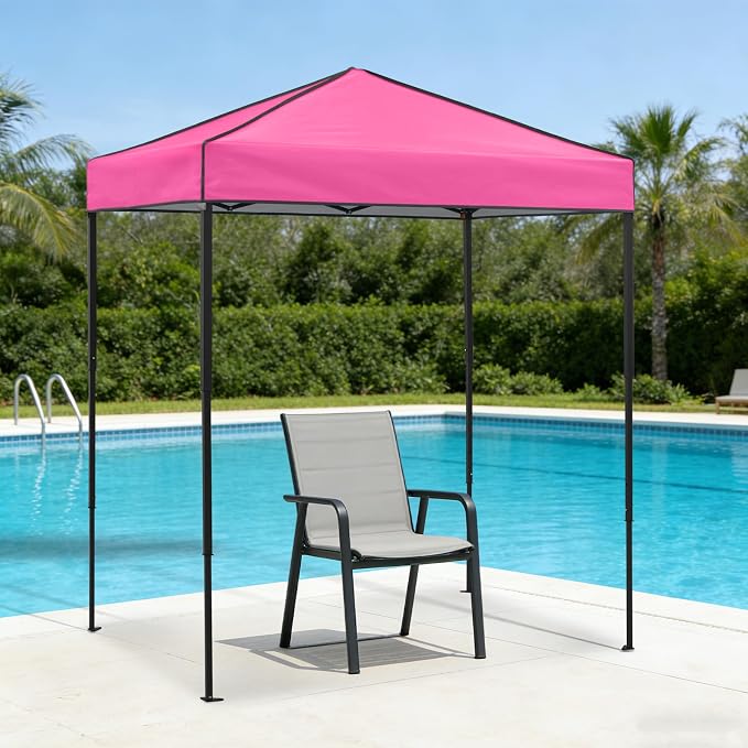 6x4 Pop Up Canopy Tent, Instant Portable Beach Canopy, Outdoor Tent with Carry Bag for Camping, Sports, Tailgating, Events, Pink