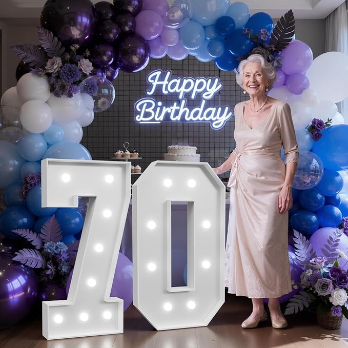 3FT Marquee Numbers 70 with Lights, Large Light Up Numbers Sign for 70th Birthday Party Decorations, Anniversary Celebration Backdrop Decor for Women and Men