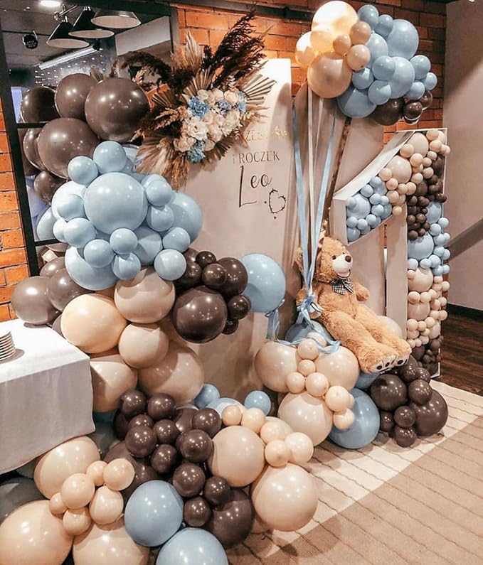 Dark Brown Balloons Double Stuffed Balloon Garland Arch Kit Different Sizes 18/12/5In For Birthday Baby Shower Boho Neutral Luau Mocha Cofede Party Decorations