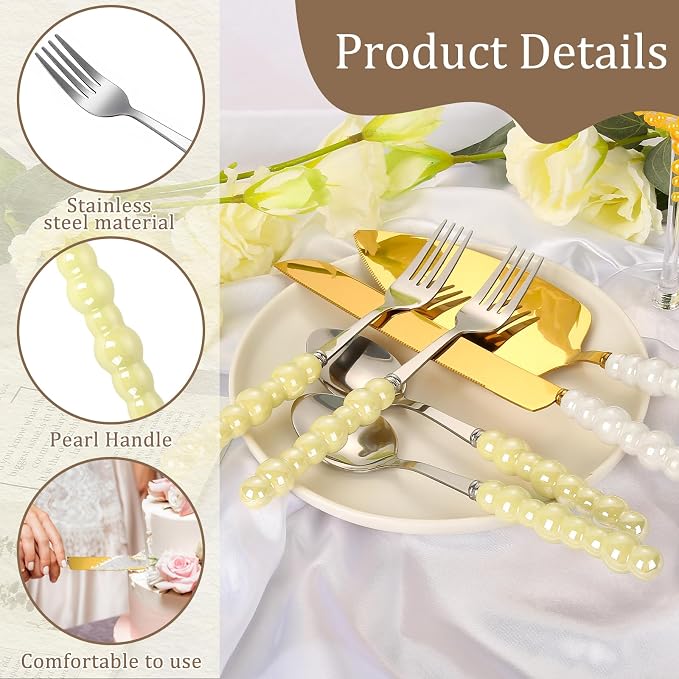 8 PCS Wedding Cake Knife and Champagne Flutes Server Set, Mr and Mrs Champagne Flutes with 2 Forks and Spoons, Bride and Groom Champagne Glasses for Wedding, Engaggement and Bridal Shower Gifts