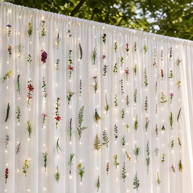 Suncalla 6 Pack 35.4ft Fake Flower Garland Backdrop with LED Lights Hanging Wildflower Floral Vine Decorations for Wedding Bridal Shower Birthday Baby Shower Party Backdrop(Fresh,Multicolor)
