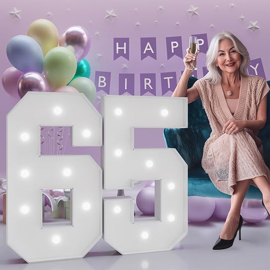 Number 65 Marquee Numbers 3 Feet Tall, 65th Birthday Decorations for Women Men, 65 Light Up Number for Party Large 65 Light Up Sign for Birthday Anniversary Decor