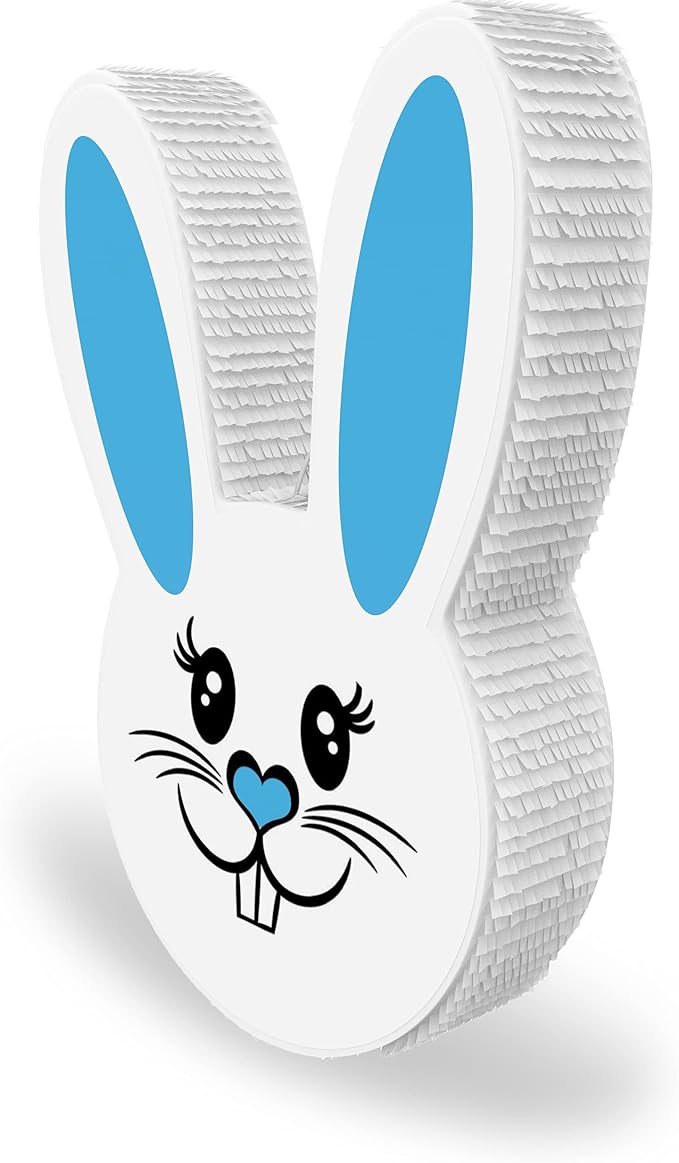 Jergrim Boy Easter Bunny Piñata Set with small stick and confetti bag - 17”x10”x 3” Perfect for Easter Celebration, Bunny Theme Parties, Party Decor, and more