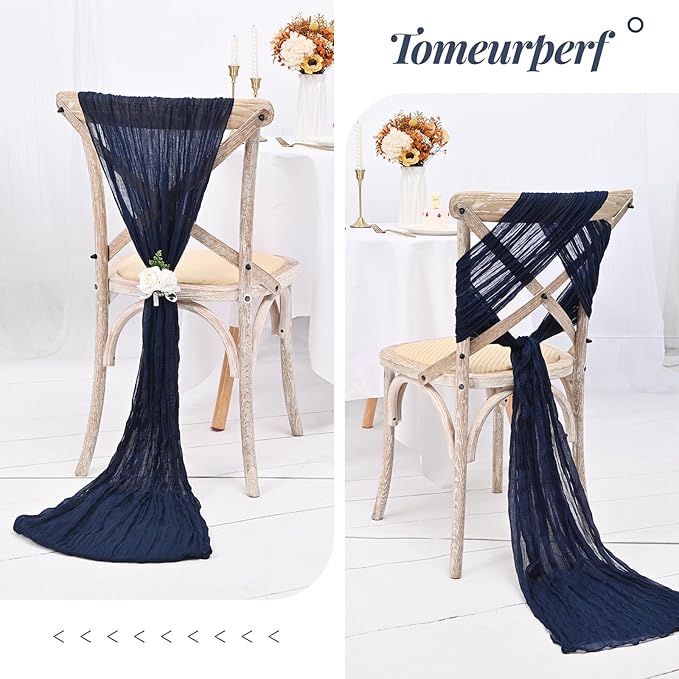 16 Pack 10Ft Cheesecloth Table Runner Navy Blue, 20 x 120 Inch Rustic Gauze Boho Cheese Cloth Table Runners Wedding Long Table Runner for Wedding Party Bridal Shower Table Decoration