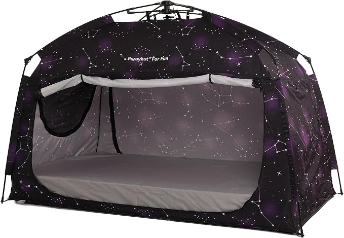 Indoor Instant Privacy Bed Tent for Sleeping,Quick Set-up Bed Canopies,Portable Bed Drapes with Large Space and 3 Doors (Starry, Twin)