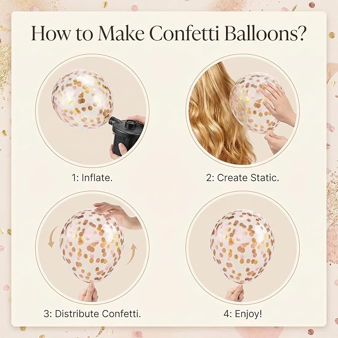Balloon Column Kit Set of 2 With Confetti Balloons Included - Balloon Tower with Stand, Base, and Pole,Backdrop Decoration for Wedding, Baby Shower, Birthday Party, or Bachelorette Parties (Gold)