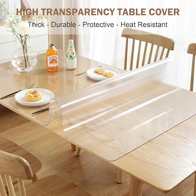 LovePads 1.5mm Thick Frosted Table Protector, 38 x 66 Inches, Dining & Kitchen Table Cover