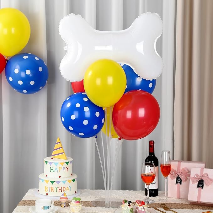 Dog Paw Party Balloons Stand Kit 2 Sets with 2 Dog Paw Print Bone Shaped Foil Balloons Black Red Yellow Party Balloon Centerpiece for Tables for Boy Girl Pet Puppy Birthday Baby Shower Parties Decor