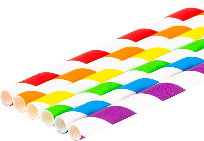 Paper Straws 400 Pack Biodegradable Colorful Striped Design 8.25" Straw for Everyday/Birthday Party/Baby Shower/Wedding/Anniversary and Parties, Long Lasting - by DuraHome (Colorful - 400pc)