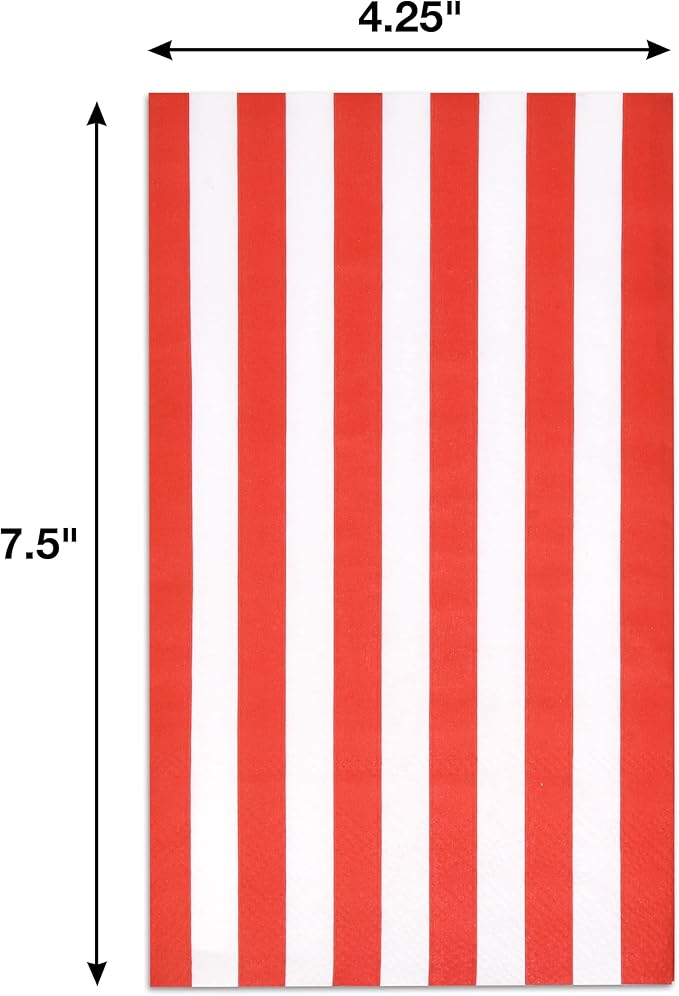 Gift Boutique 100 Red and White Stripe Guest Napkins Disposable Paper Hand Towels for Bathroom Powder Room Wedding Holiday Birthday Party Shower Decor