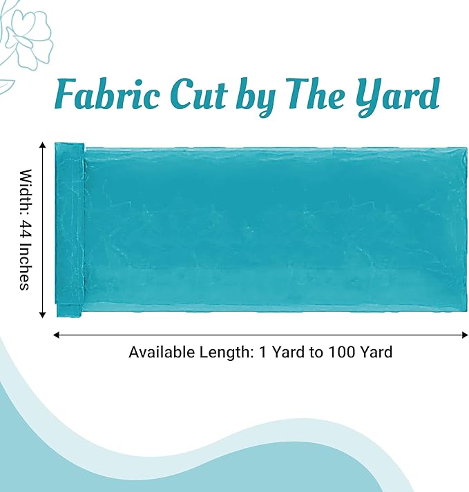 MDS Pack of 15 Yard Sheer Organza Fabric for Wedding Party Home Event Banquet Decorations, Backdrop Curtain Craft Dress Sewing Fashion DIY Crystal Organza Tulle Fabric Bolt 44” Wide - Light Teal