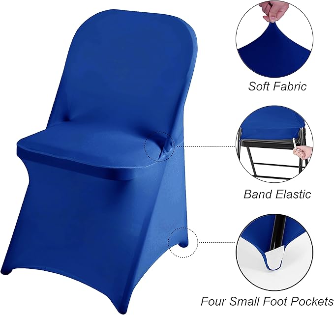 magalo 20 Pack Royal Blue Spandex Folding Waterproof Chair Cover, Stretch Chair Cover Protector for Wedding, Party, Dining Banquet and Other Special Events