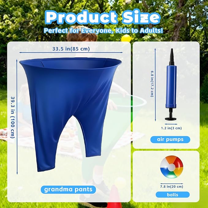 Granny Pants Yard Game Set for Kids & Adults, Funny Giant Outdoor Party Game with Oversized Pants & Balls, Backyard Lawn Family Game for Birthdays, Reunions & Team Activities ﻿